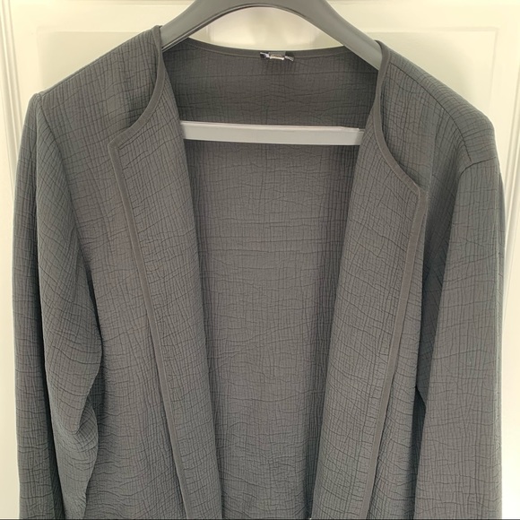 Eileen Fisher silk blend textured black jacket l - Picture 9 of 10